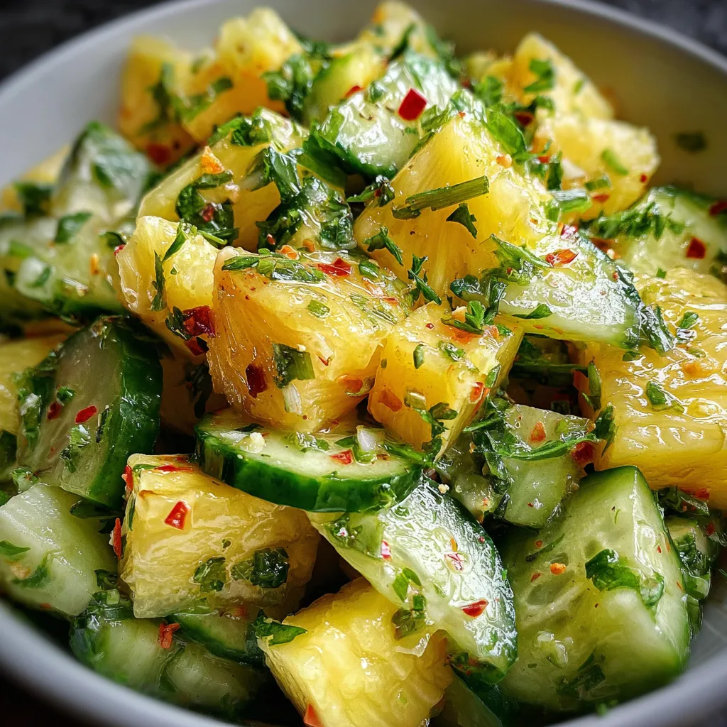 Pineapple Cucumber Salad with Tangy Lime Dressing and Fresh Cilantro - secondary view